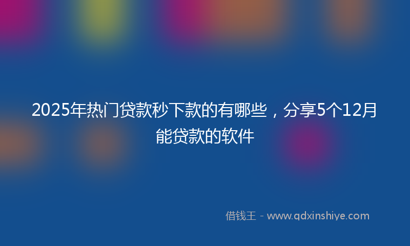 2025年热门贷款秒下款的有哪些，分享5个12月能贷款的软件