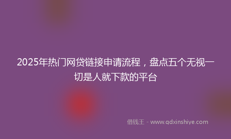 2025年热门网贷链接申请流程，盘点五个无视一切是人就下款的平台