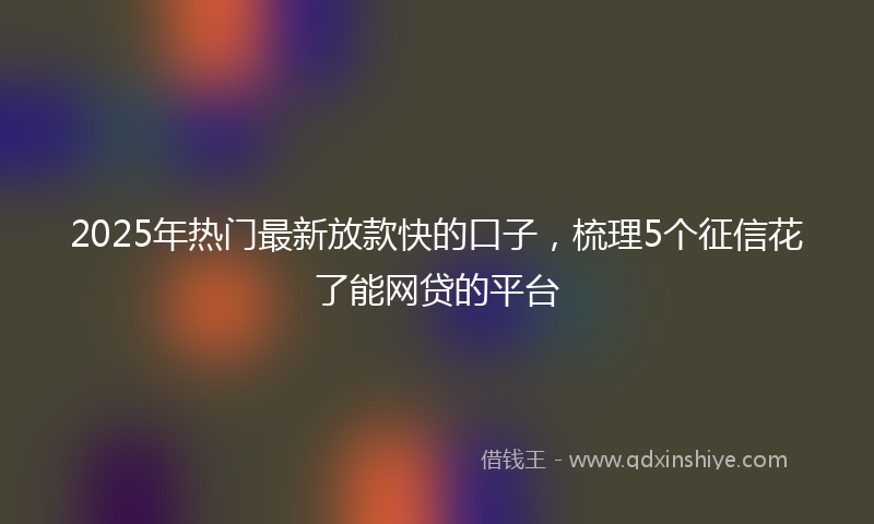 2025年热门最新放款快的口子，梳理5个征信花了能网贷的平台