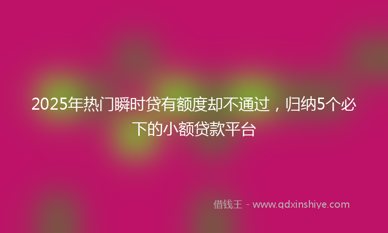 2025年热门瞬时贷有额度却不通过，归纳5个必下的小额贷款平台