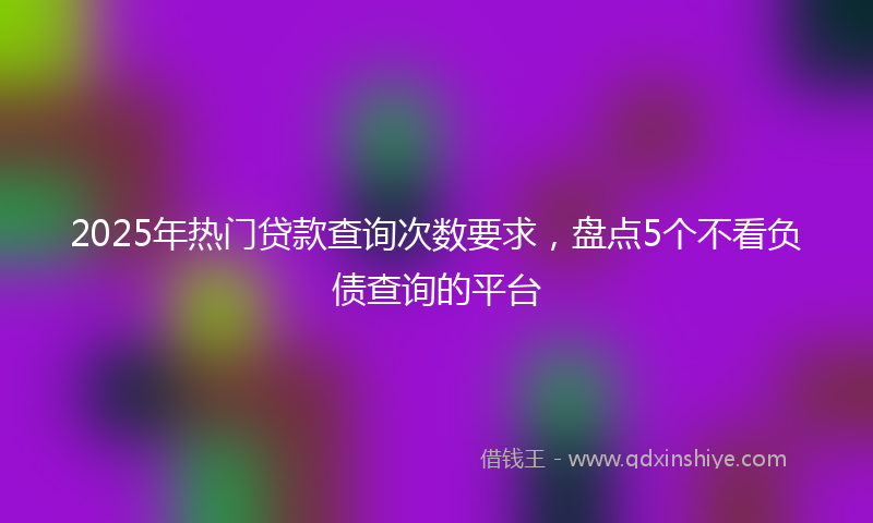 2025年热门贷款查询次数要求，盘点5个不看负债查询的平台