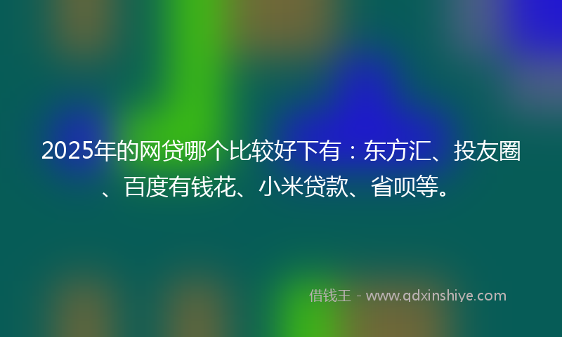 2025年的网贷哪个比较好下有：东方汇、投友圈、百度有钱花、小米贷款、省呗等。