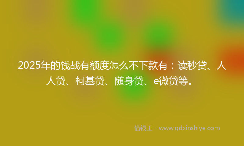 2025年的钱战有额度怎么不下款有：读秒贷、人人贷、柯基贷、随身贷、e微贷等。