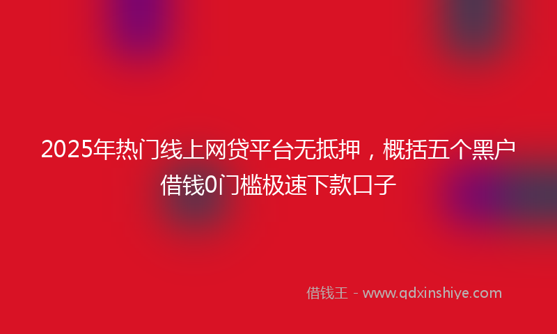 2025年热门线上网贷平台无抵押，概括五个黑户借钱0门槛极速下款口子