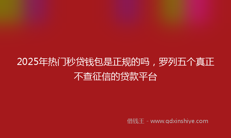 2025年热门秒贷钱包是正规的吗，罗列五个真正不查征信的贷款平台