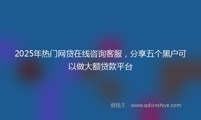 2025年热门网贷在线咨询客服，分享五个黑户可以做大额贷款平台