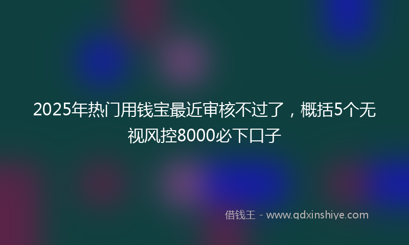 2025年热门用钱宝最近审核不过了，概括5个无视风控8000必下口子