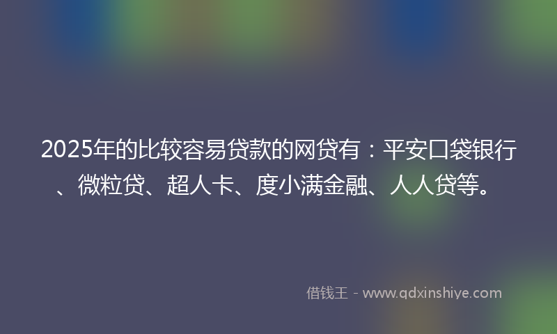 2025年的比较容易贷款的网贷有：平安口袋银行、微粒贷、超人卡、度小满金融、人人贷等。