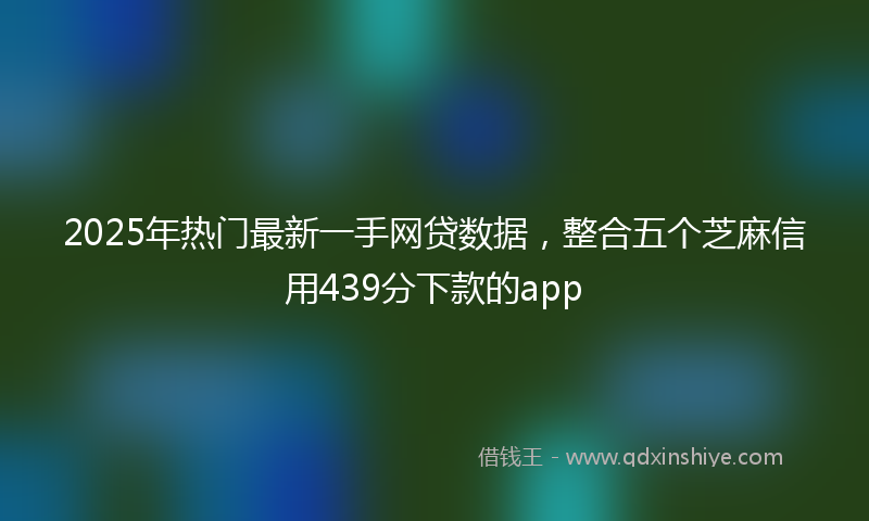 2025年热门最新一手网贷数据，整合五个芝麻信用439分下款的app