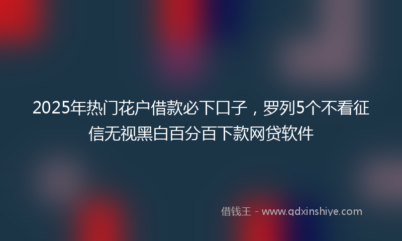 2025年热门花户借款必下口子，罗列5个不看征信无视黑白百分百下款网贷软件
