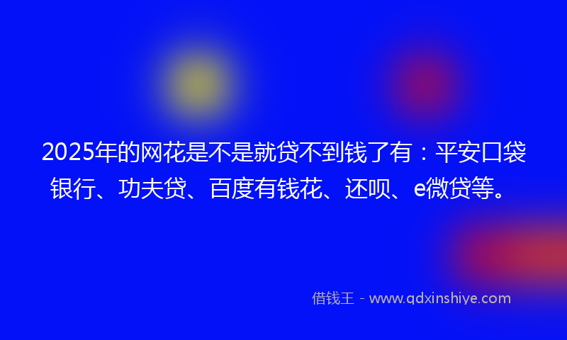 2025年的网花是不是就贷不到钱了有：平安口袋银行、功夫贷、百度有钱花、还呗、e微贷等。