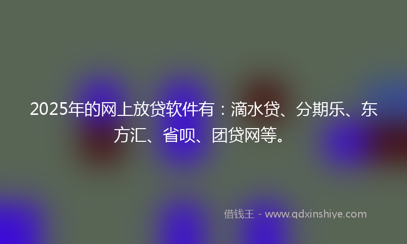 2025年的网上放贷软件有：滴水贷、分期乐、东方汇、省呗、团贷网等。