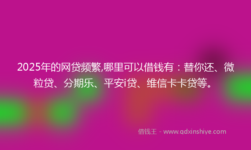 2025年的网贷频繁,哪里可以借钱有：替你还、微粒贷、分期乐、平安i贷、维信卡卡贷等。