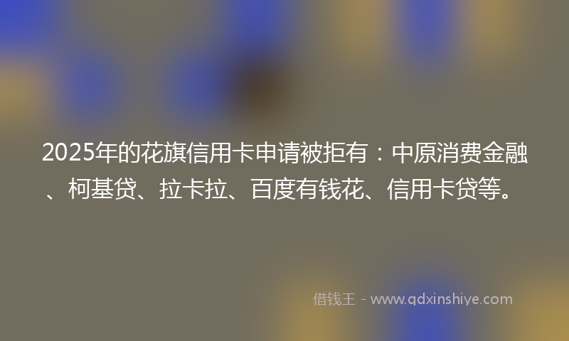 2025年的花旗信用卡申请被拒有：中原消费金融、柯基贷、拉卡拉、百度有钱花、信用卡贷等。