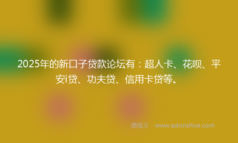 2025年的新口子贷款论坛有：超人卡、花呗、平安i贷、功夫贷、信用卡贷等。