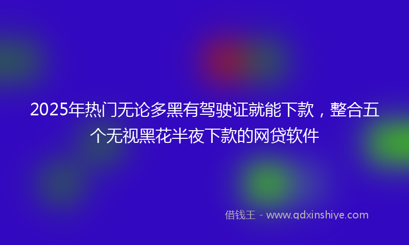 2025年热门无论多黑有驾驶证就能下款，整合五个无视黑花半夜下款的网贷软件