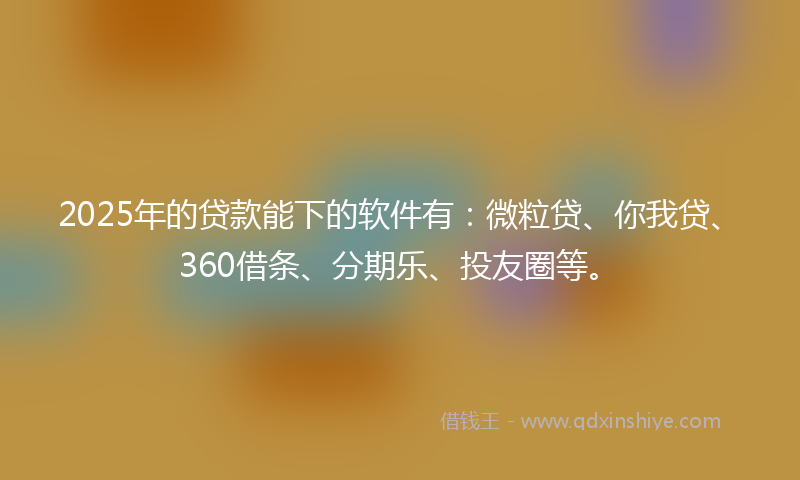2025年的贷款能下的软件有：微粒贷、你我贷、360借条、分期乐、投友圈等。