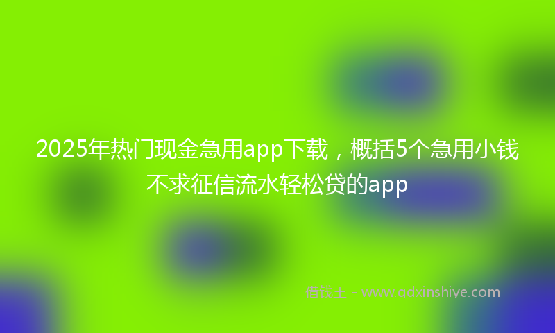 2025年热门现金急用app下载，概括5个急用小钱不求征信流水轻松贷的app
