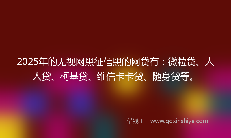 2025年的无视网黑征信黑的网贷有：微粒贷、人人贷、柯基贷、维信卡卡贷、随身贷等。