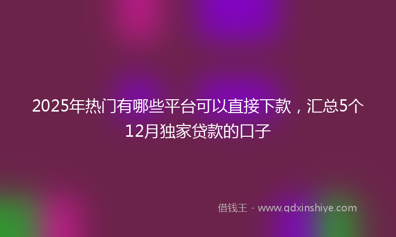 2025年热门有哪些平台可以直接下款，汇总5个12月独家贷款的口子