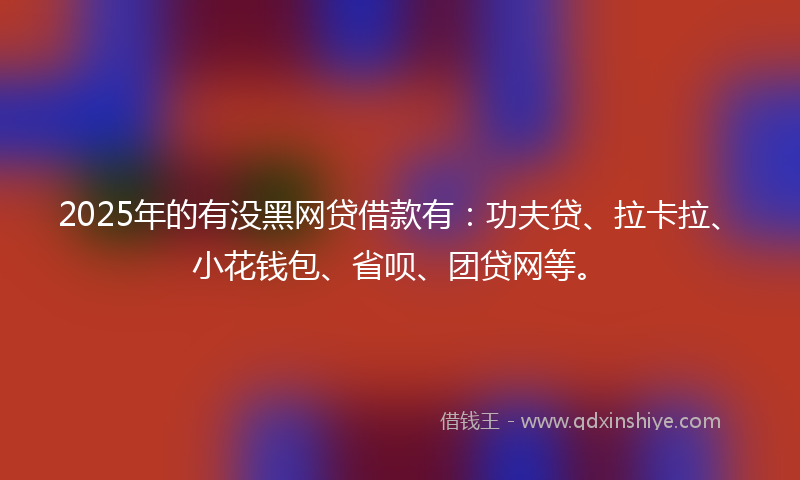 2025年的有没黑网贷借款有：功夫贷、拉卡拉、小花钱包、省呗、团贷网等。