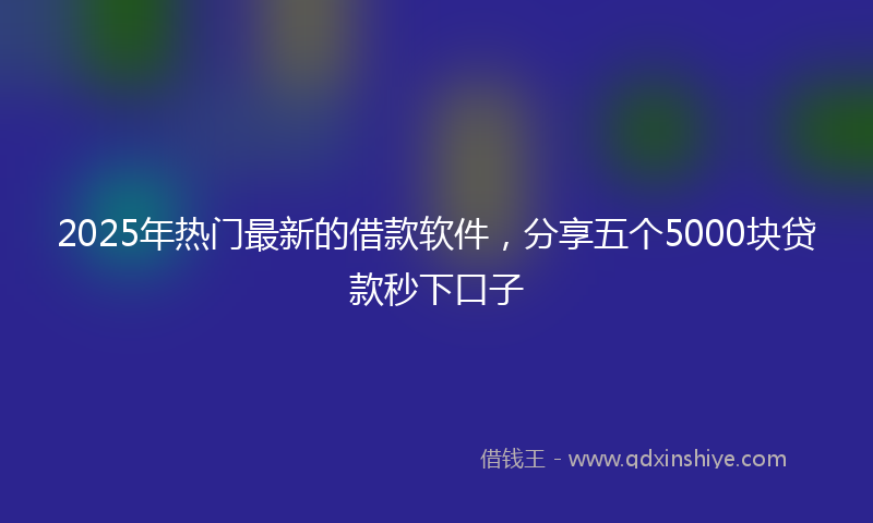 2025年热门最新的借款软件，分享五个5000块贷款秒下口子