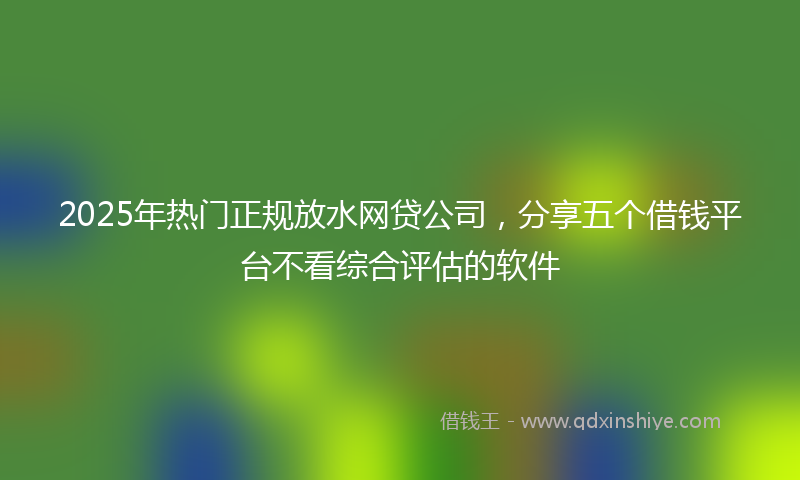 2025年热门正规放水网贷公司，分享五个借钱平台不看综合评估的软件