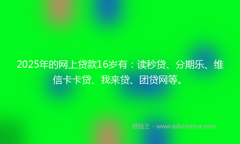 2025年的网上贷款16岁有：读秒贷、分期乐、维信卡卡贷、我来贷、团贷网等。