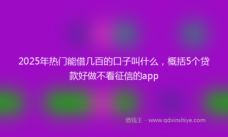 2025年热门能借几百的口子叫什么，概括5个贷款好做不看征信的app