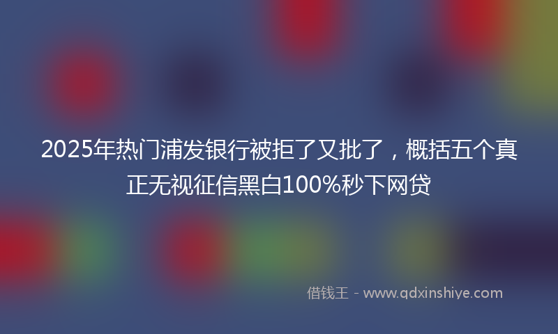 2025年热门浦发银行被拒了又批了，概括五个真正无视征信黑白100%秒下网贷