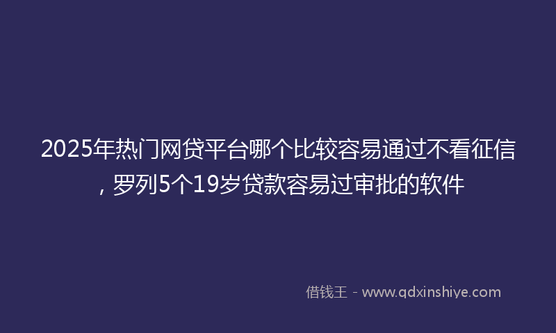 2025年热门网贷平台哪个比较容易通过不看征信，罗列5个19岁贷款容易过审批的软件