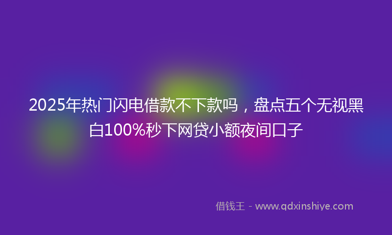 2025年热门闪电借款不下款吗，盘点五个无视黑白100%秒下网贷小额夜间口子