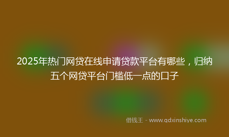 2025年热门网贷在线申请贷款平台有哪些，归纳五个网贷平台门槛低一点的口子