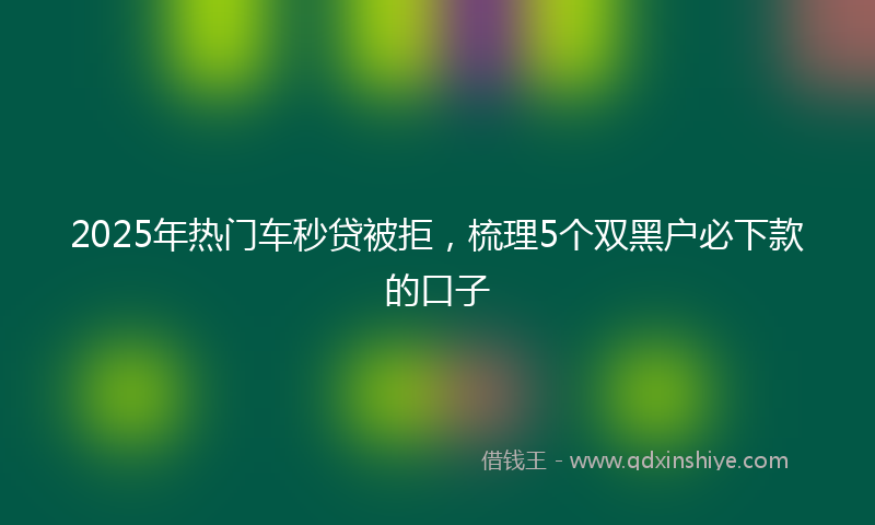 2025年热门车秒贷被拒，梳理5个双黑户必下款的口子