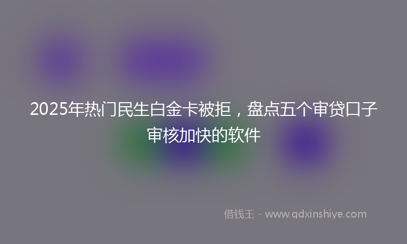 2025年热门民生白金卡被拒，盘点五个审贷口子审核加快的软件
