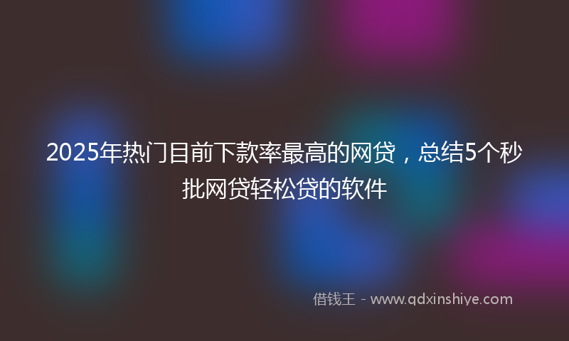 2025年热门目前下款率最高的网贷，总结5个秒批网贷轻松贷的软件