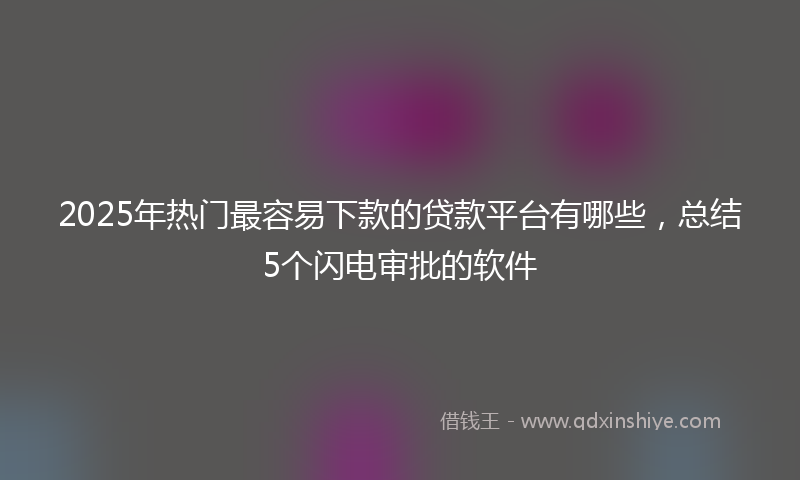 2025年热门最容易下款的贷款平台有哪些，总结5个闪电审批的软件