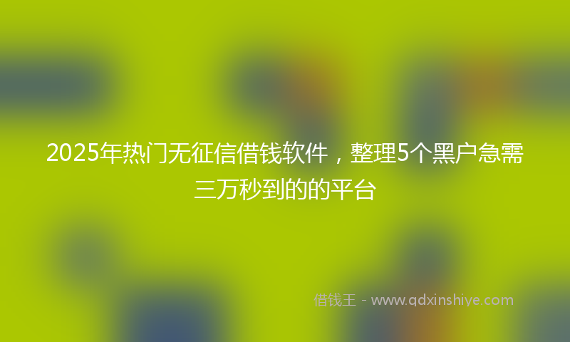 2025年热门无征信借钱软件，整理5个黑户急需三万秒到的的平台