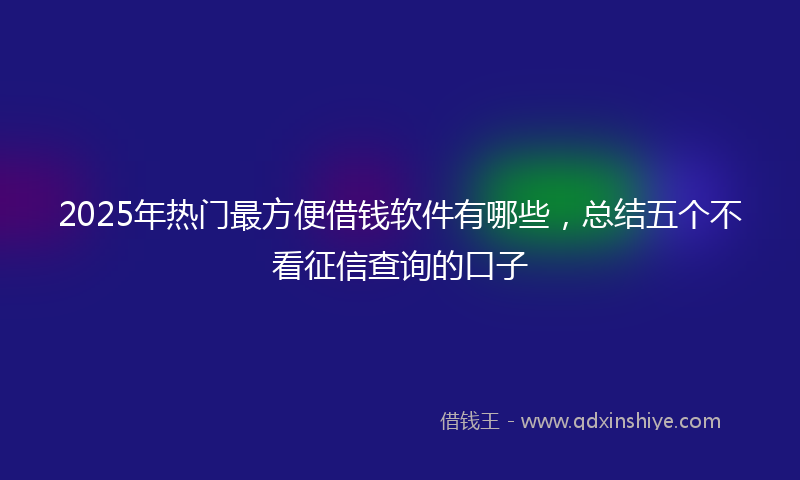 2025年热门最方便借钱软件有哪些，总结五个不看征信查询的口子