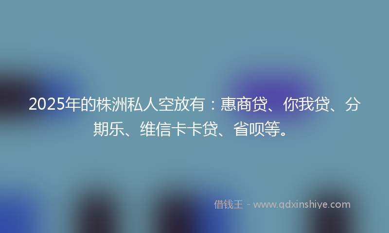 2025年的株洲私人空放有：惠商贷、你我贷、分期乐、维信卡卡贷、省呗等。