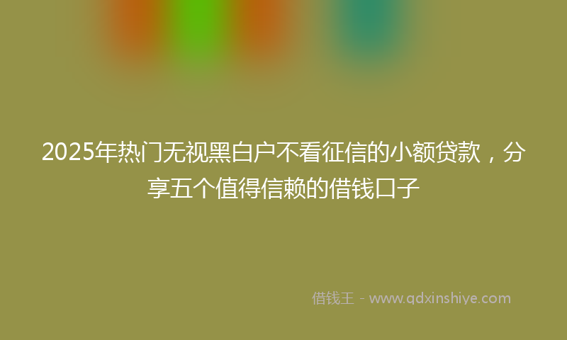 2025年热门无视黑白户不看征信的小额贷款，分享五个值得信赖的借钱口子