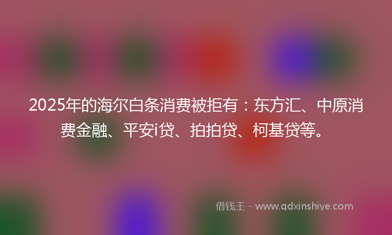 2025年的海尔白条消费被拒有：东方汇、中原消费金融、平安i贷、拍拍贷、柯基贷等。