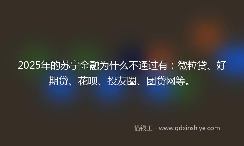 2025年的苏宁金融为什么不通过有：微粒贷、好期贷、花呗、投友圈、团贷网等。