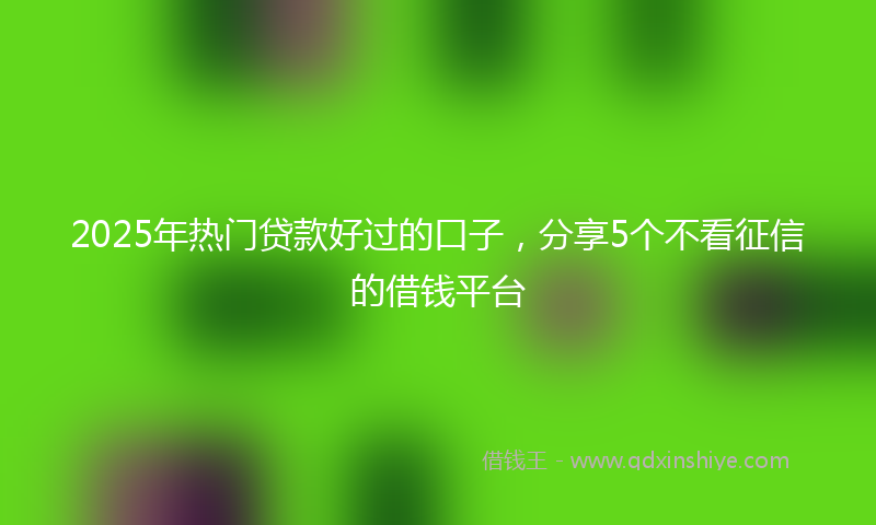 2025年热门贷款好过的口子，分享5个不看征信的借钱平台