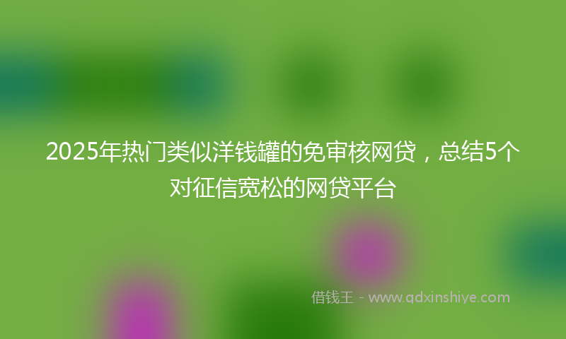2025年热门类似洋钱罐的免审核网贷，总结5个对征信宽松的网贷平台