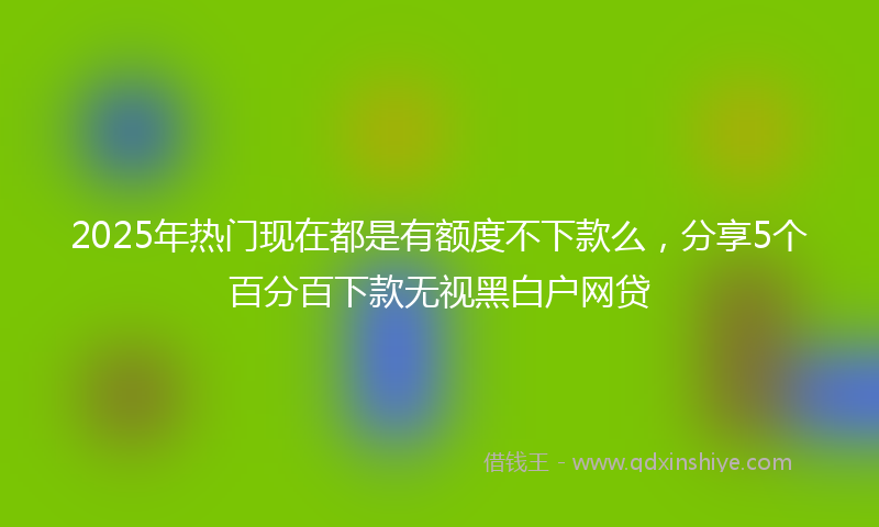 2025年热门现在都是有额度不下款么，分享5个百分百下款无视黑白户网贷