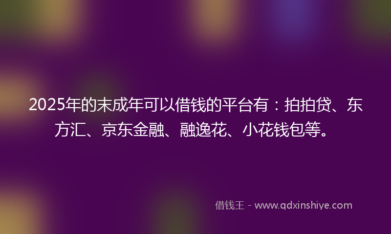 2025年的末成年可以借钱的平台有：拍拍贷、东方汇、京东金融、融逸花、小花钱包等。