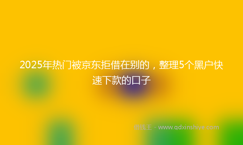 2025年热门被京东拒借在别的，整理5个黑户快速下款的口子