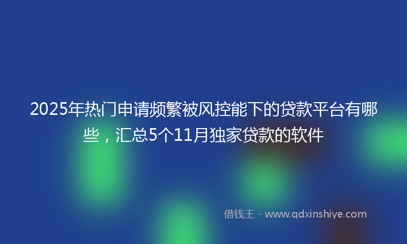 2025年热门申请频繁被风控能下的贷款平台有哪些，汇总5个11月独家贷款的软件