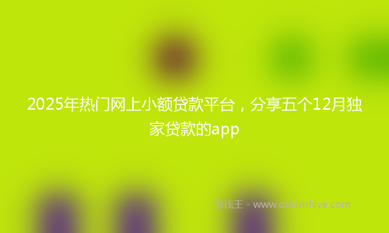 2025年热门网上小额贷款平台，分享五个12月独家贷款的app